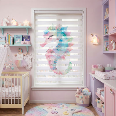 Ahşap İskele Gün Batımı Göl Kuşlar Mavi Zebra Stor Perde