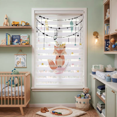 Tüylü Taçlı Sevimli Boho Tilki Çocuk Odası Zebra Stor Perde