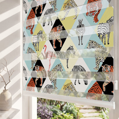 Geometrik Kaplan Zebra Leopar Genç Odası Zebra Stor Perde