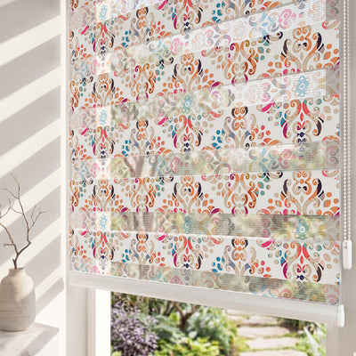Renkli Soft Tonlu Damask Desen Salon Zebra Stor Perde