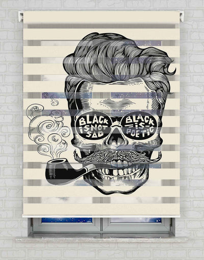 Pipo İçen Adam Baskılı Zebra Perde -Genç Odası Perdesi