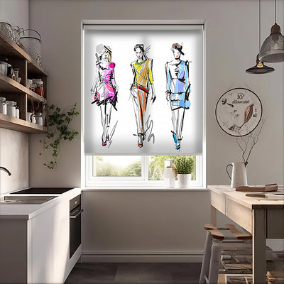 Cool Model Art Vektör Baskılı Stor Perde - Baskılı Güneşlik Perdesi - Genç Odası Perdesi