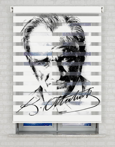Mustafa Kemal Atatürk Baskılı Zebra Perde - Genç Odası Perdesi, Salon Perdesi