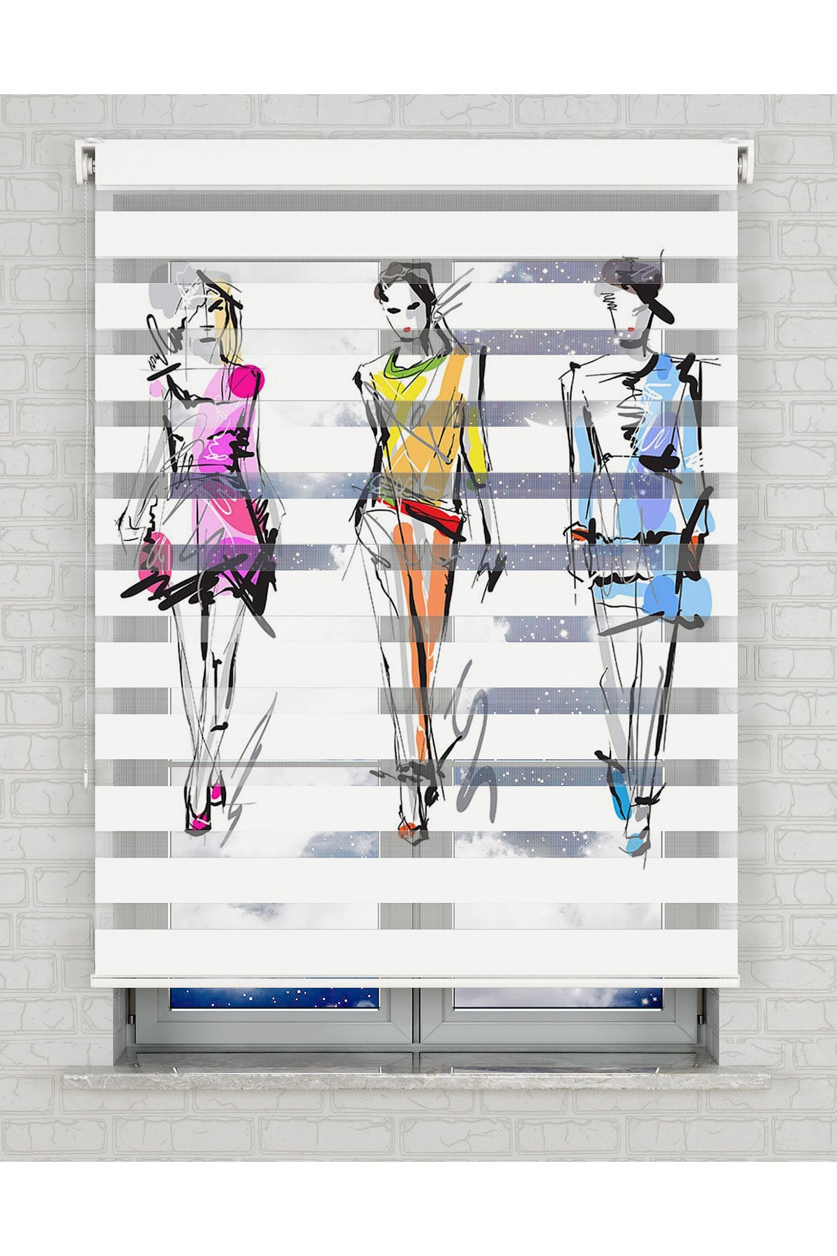 baskılı zebra perde