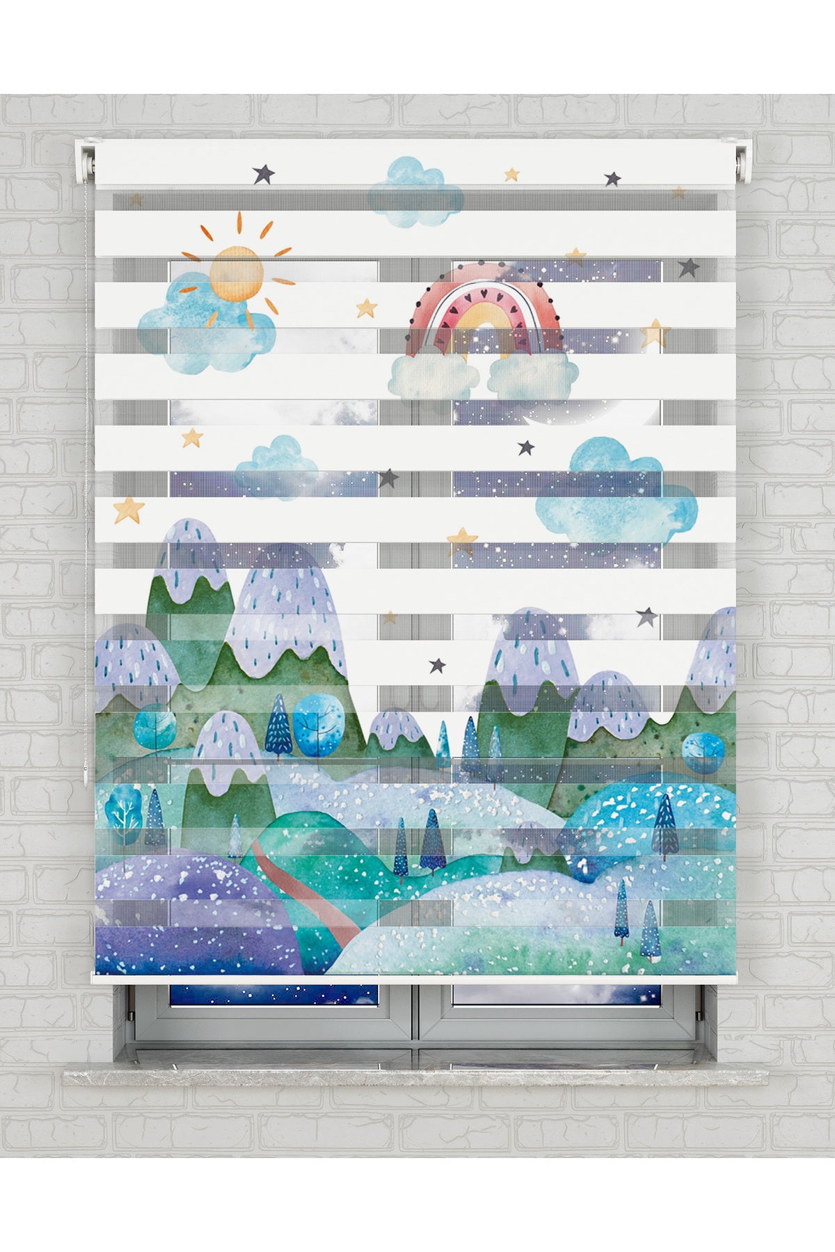 baskılı zebra perde