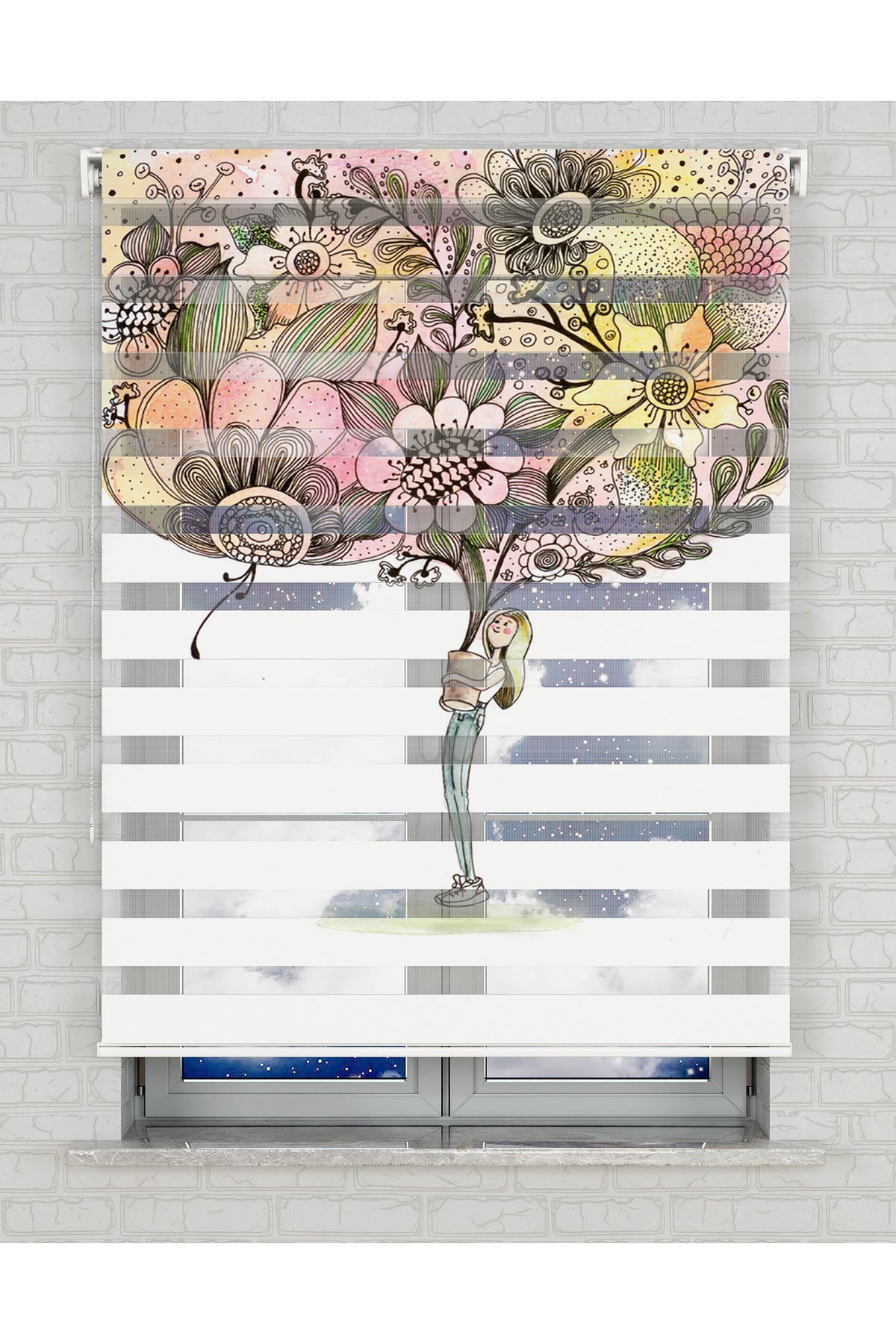 baskılı zebra perde