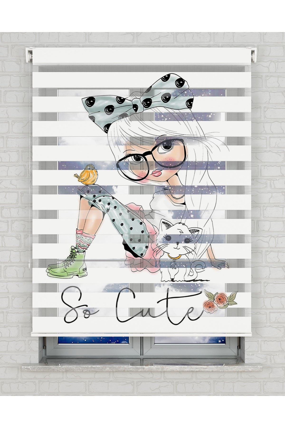 baskılı zebra perde