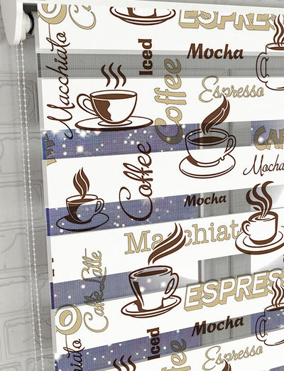 Coffee - Kahve Baskılı Zebra Perde -Mutfak Perdesi