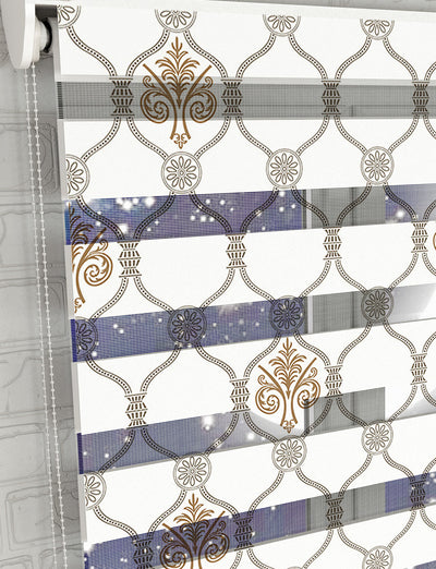 Damask Baskılı Zebra Perde -Salon Perdesi