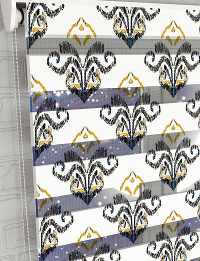 Suluboya Damask Baskılı Zebra Perde - Mutfak Perdesi, Salon Perdesi, Yatak Odası Perde
