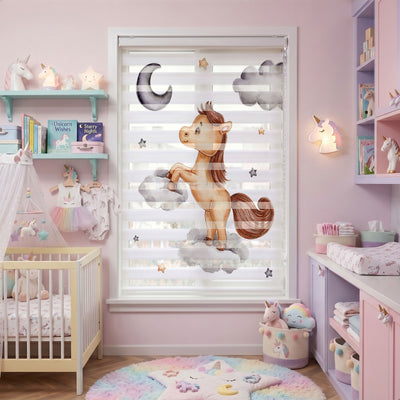 Bulutlarda Sevimli Midilli Bebek Odası Zebra Stor Perde