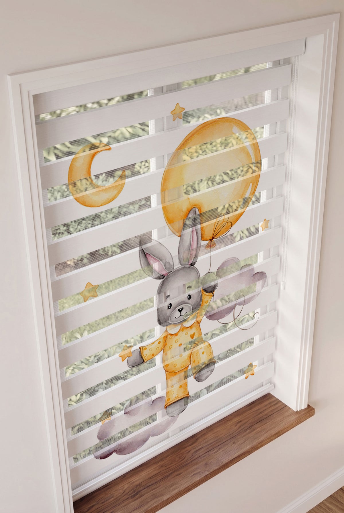 Sarı Balonlu Pijamalı Tavşan Bebek Odası Zebra Stor Perde – ürün görseli 2