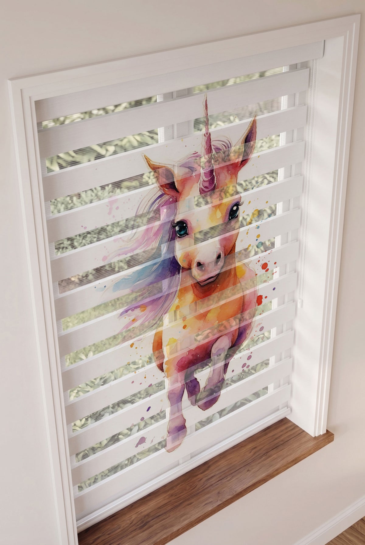 Rengarenk Suluboya Unicorn Çocuk Odası Zebra Stor Perde – ürün görseli 2