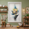 Suluboya Sarı ve Lacivert Lotus Çiçeği Zebra Stor Perde