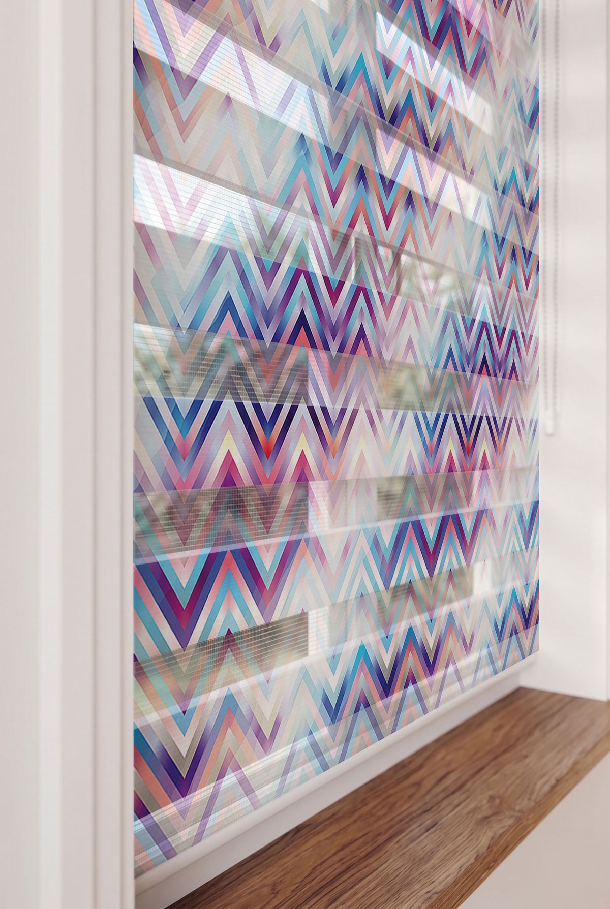 Mor Mavi Pembe Zigzag Desen Genç Odası Zebra Stor Perde – ürün görseli 5