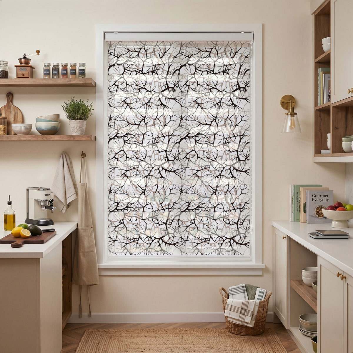Kahverengi Çıplak Dallar Soyut Desen Salon Zebra Stor Perde – ürün görseli 6