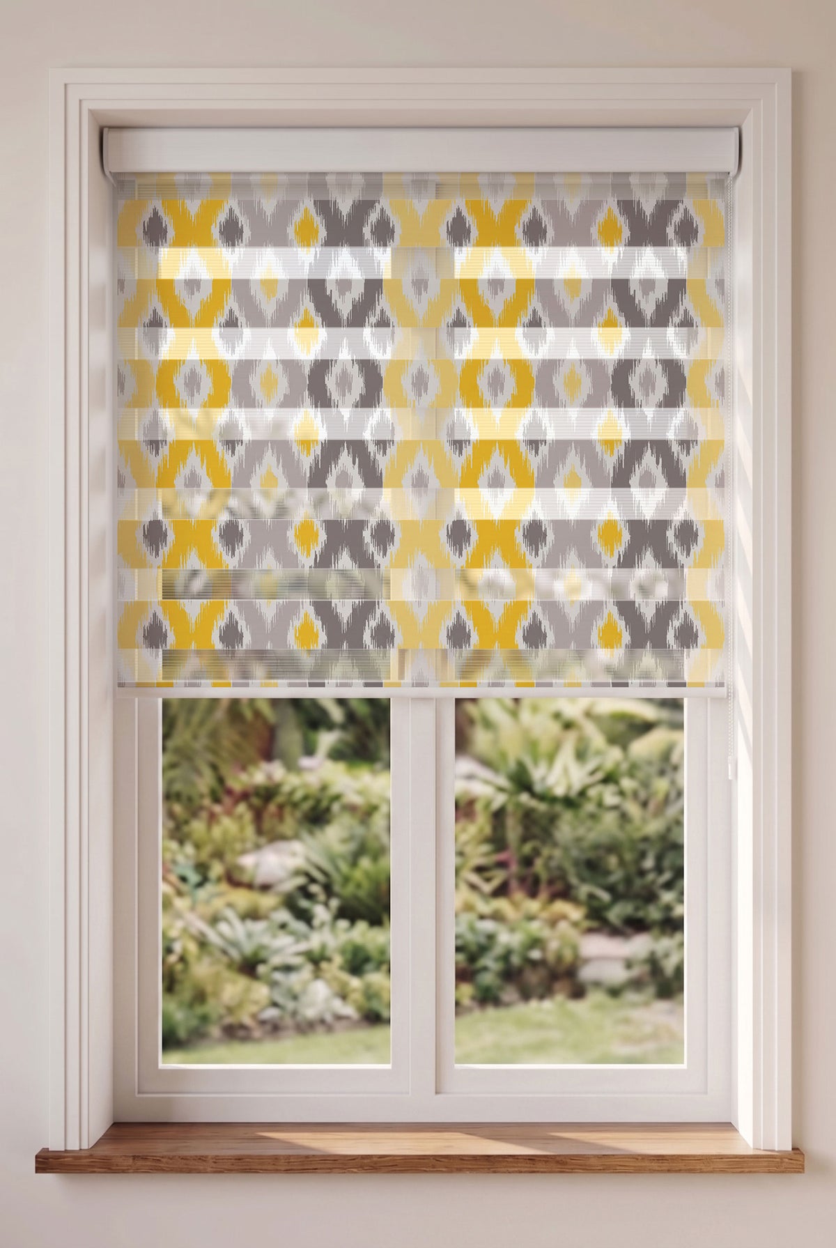 Sarı Gri Ikat Etnik Desen Salon Zebra Stor Perde – ürün görseli 4