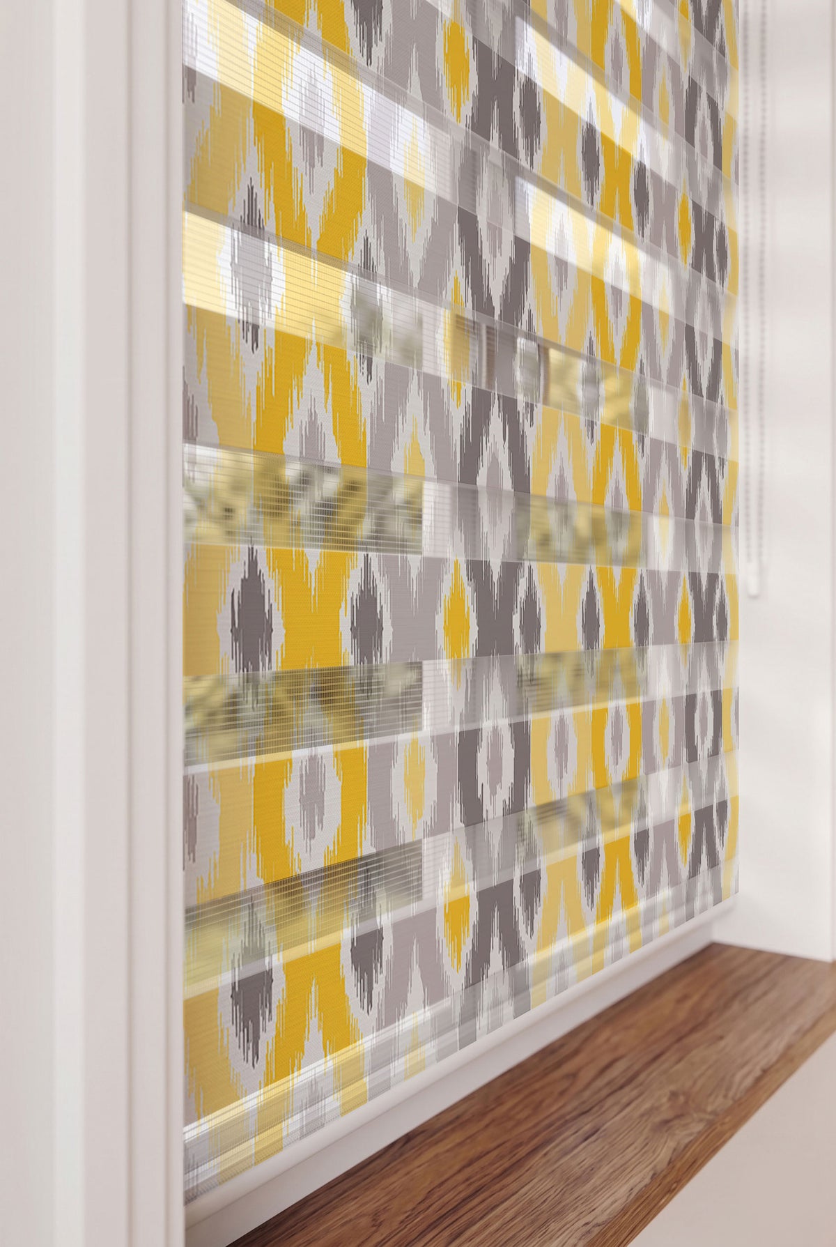 Sarı Gri Ikat Etnik Desen Salon Zebra Stor Perde – ürün görseli 5