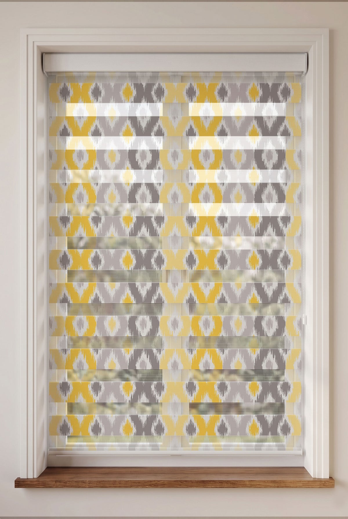 Sarı Gri Ikat Etnik Desen Salon Zebra Stor Perde – ürün görseli 6