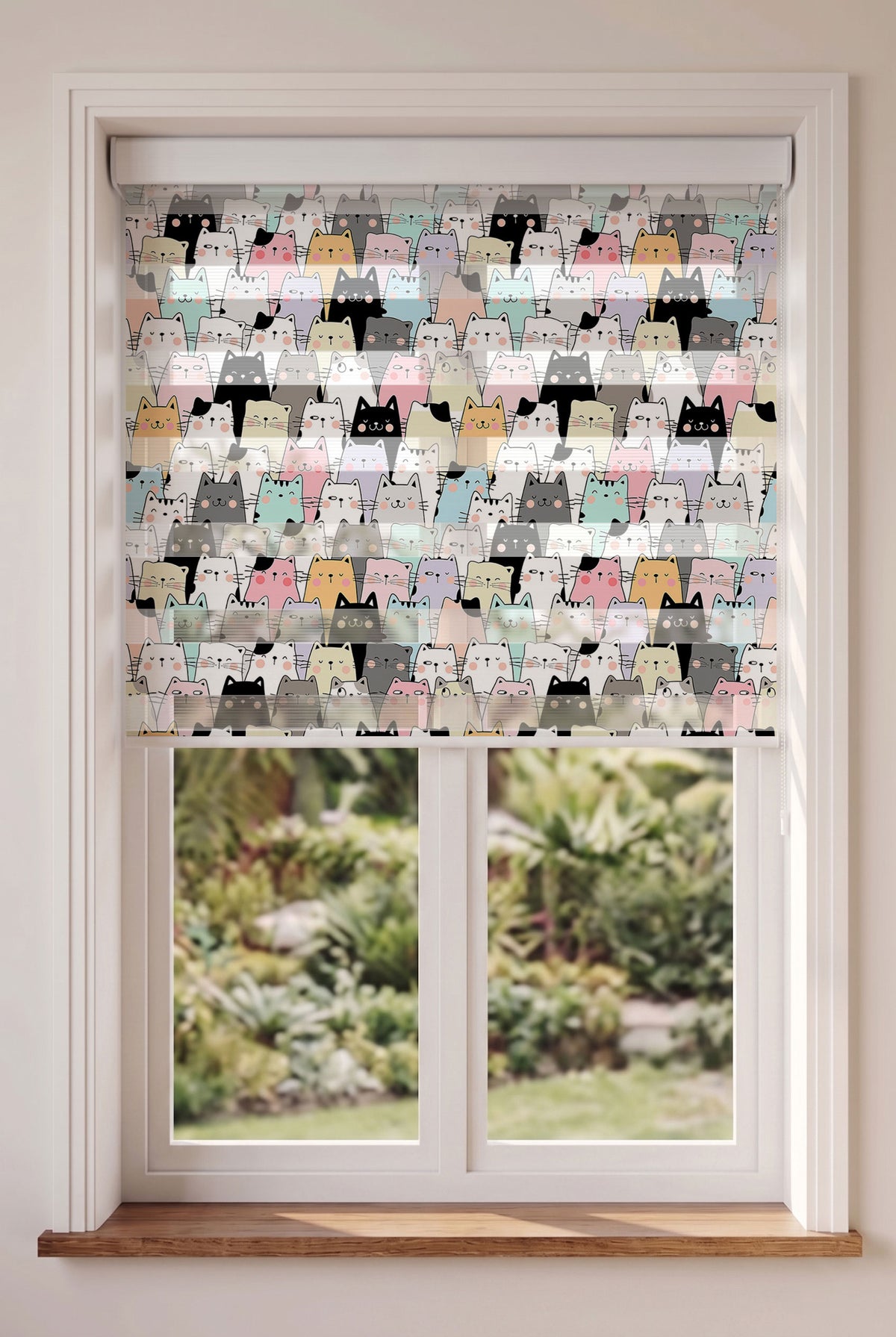 Pastel Kedi Yüzleri Kalabalığı Çocuk Odası Zebra Stor Perde – ürün görseli 4