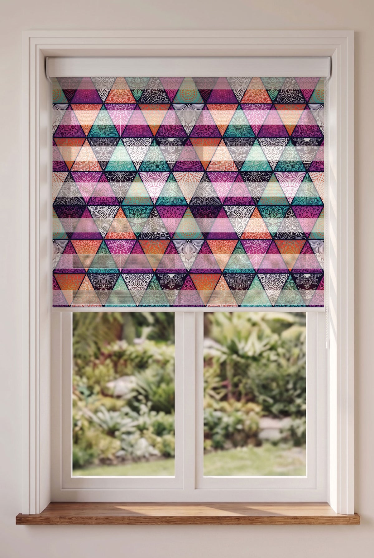 Renkli Mandala Üçgen Patchwork Salon Zebra Stor Perde – ürün görseli 4