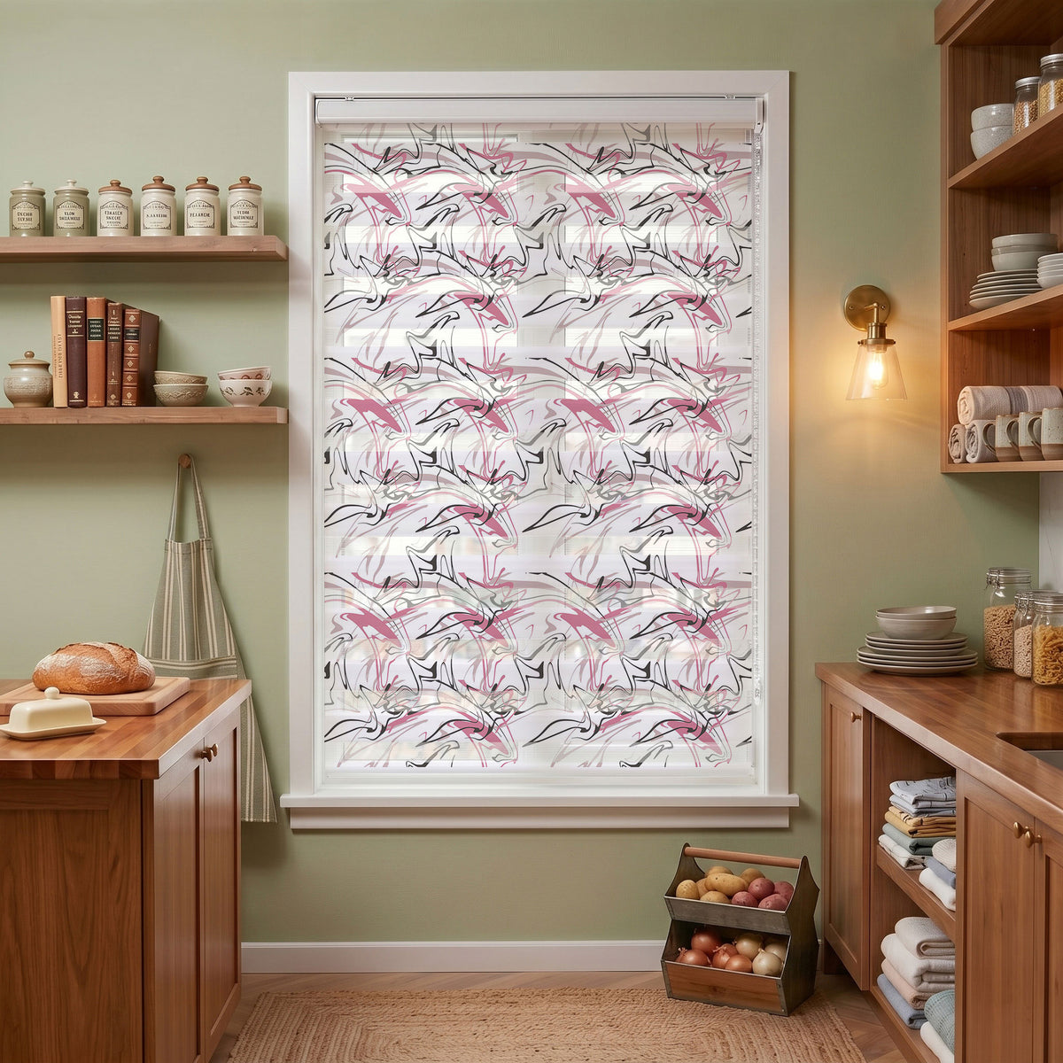 Pembe Siyah Akışkan Çizgiler Genç Odası Zebra Stor Perde – ürün görseli 7