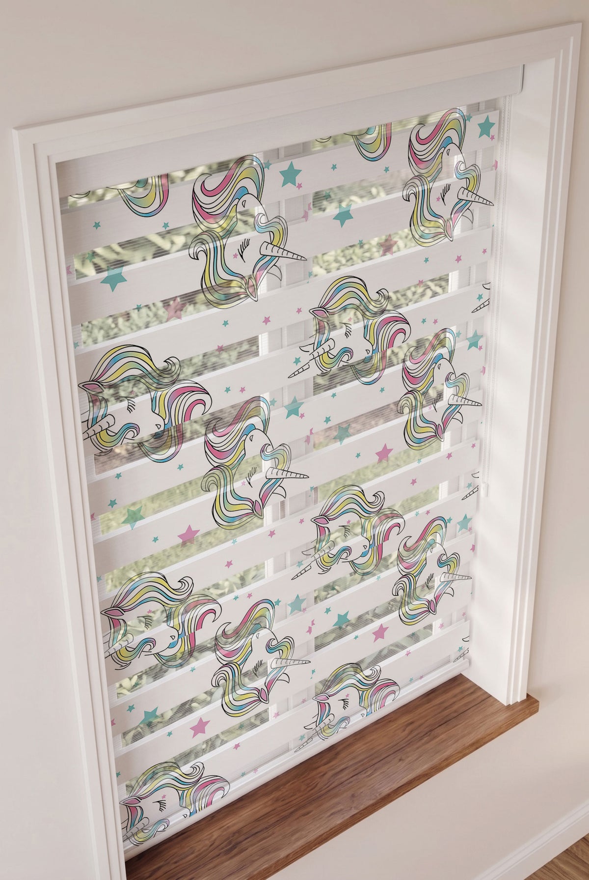 Gökkuşağı Yeleli Unicorn Yıldız Çocuk Odası Zebra Stor Perde – ürün görseli 3