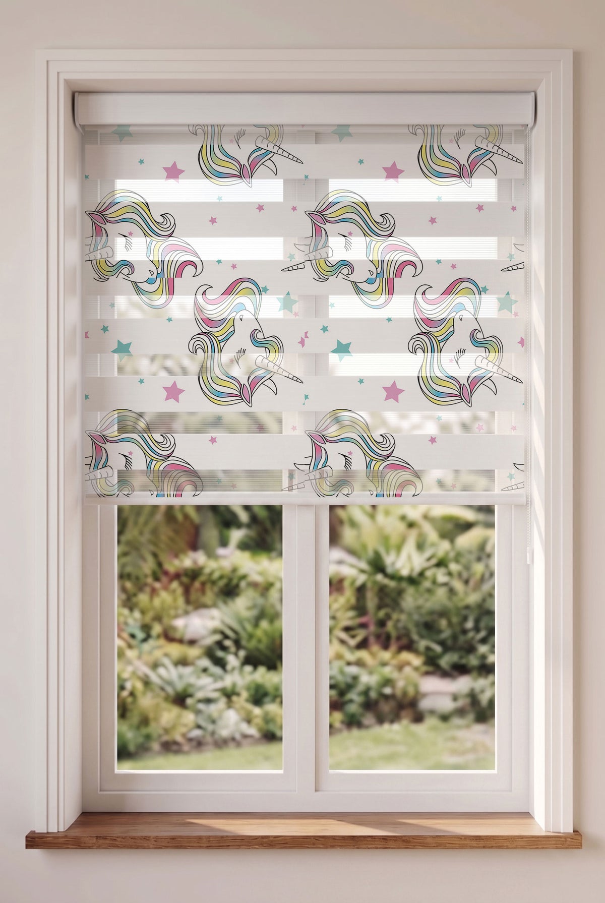 Gökkuşağı Yeleli Unicorn Yıldız Çocuk Odası Zebra Stor Perde – ürün görseli 4