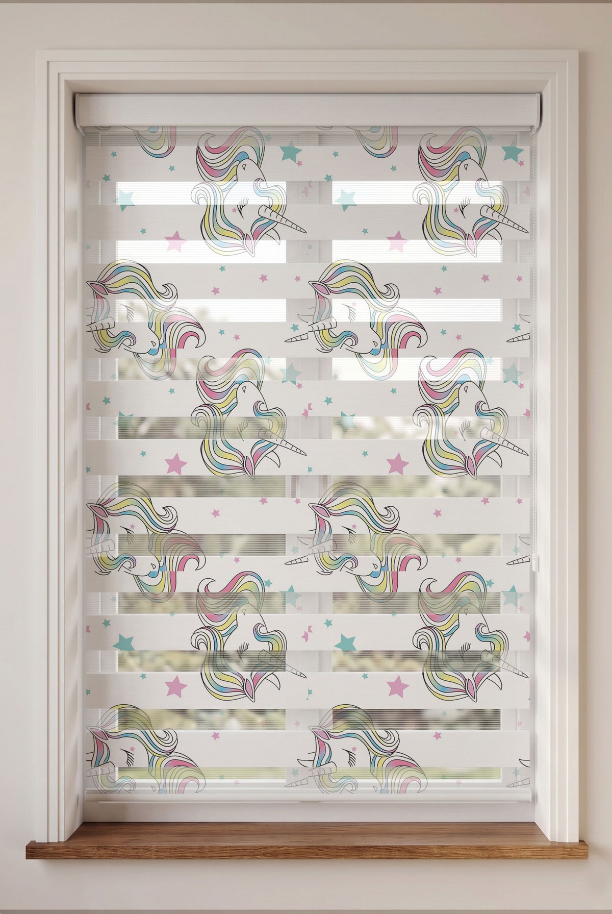 Gökkuşağı Yeleli Unicorn Yıldız Çocuk Odası Zebra Stor Perde – ürün görseli 6