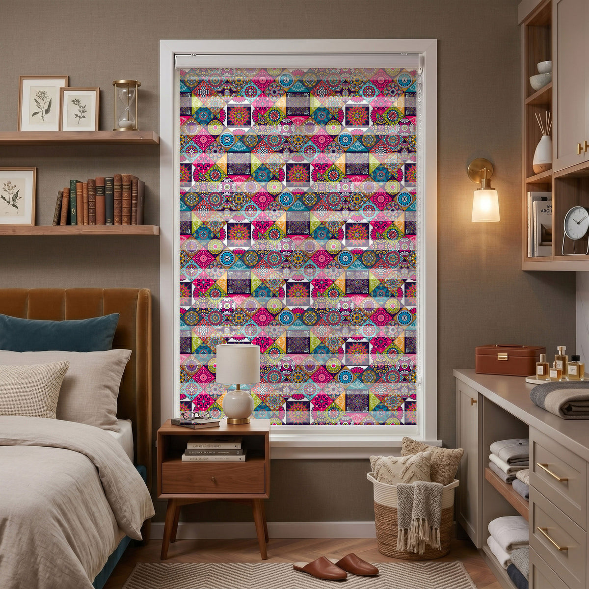 Pembe Mor Mandala Etnik Patchwork Salon Zebra Stor Perde – ürün görseli 7