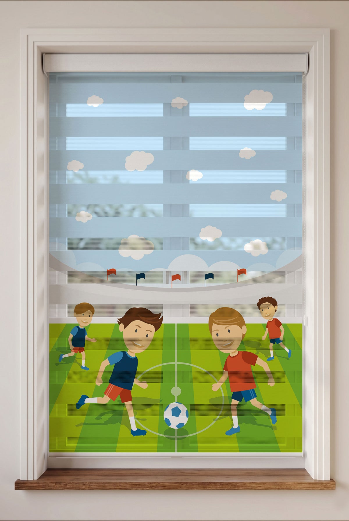 Futbol Sahası Çocuklar Top Çocuk Odası Zebra Stor Perde – ürün görseli 3