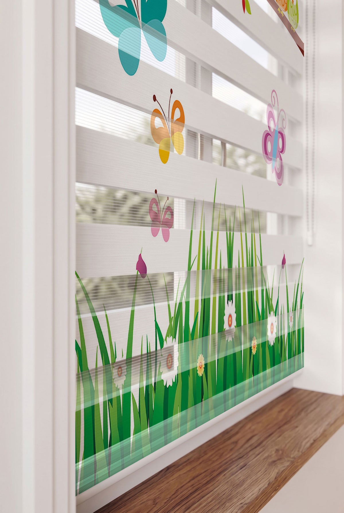 Renkli Baykuşlar Ay Yıldız Bebek Odası Zebra Stor Perde – ürün görseli 4