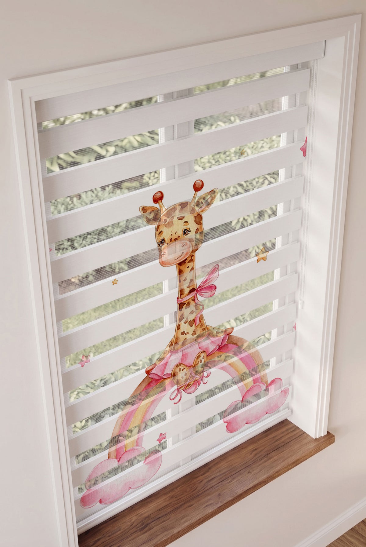 Pembe Etekli Balerin Zürafa Bebek Odası Zebra Stor Perde – ürün görseli 2