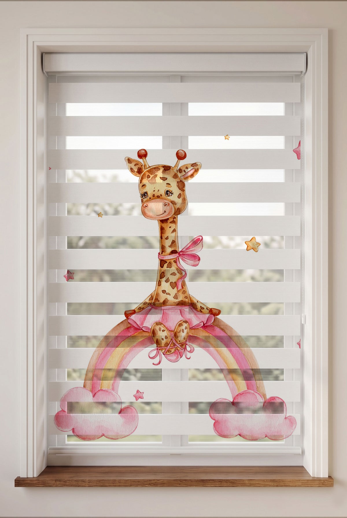 Pembe Etekli Balerin Zürafa Bebek Odası Zebra Stor Perde – ürün görseli 3