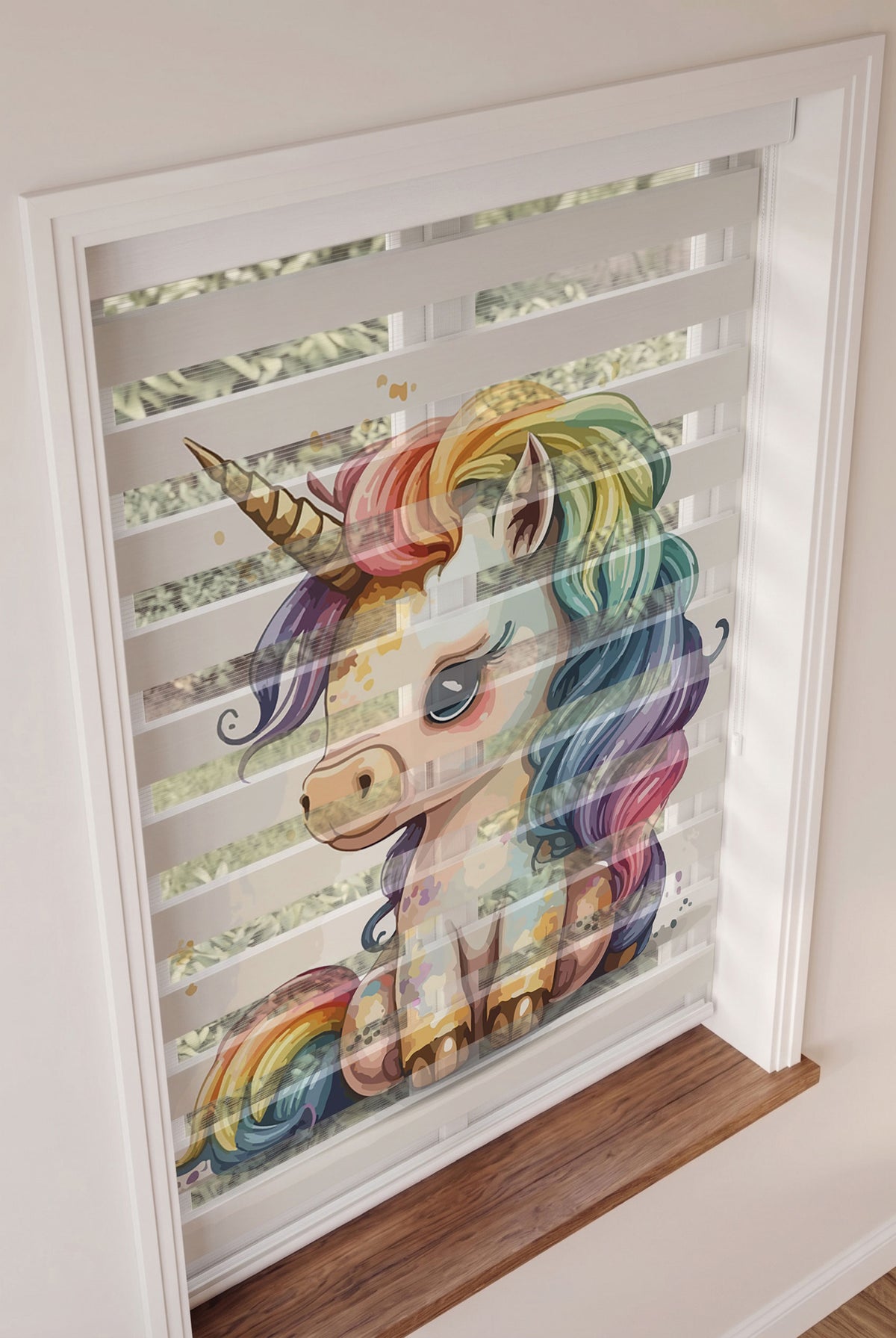 Gökkuşağı Yeleli Yavru Unicorn Çocuk Odası Zebra Stor Perde – ürün görseli 2