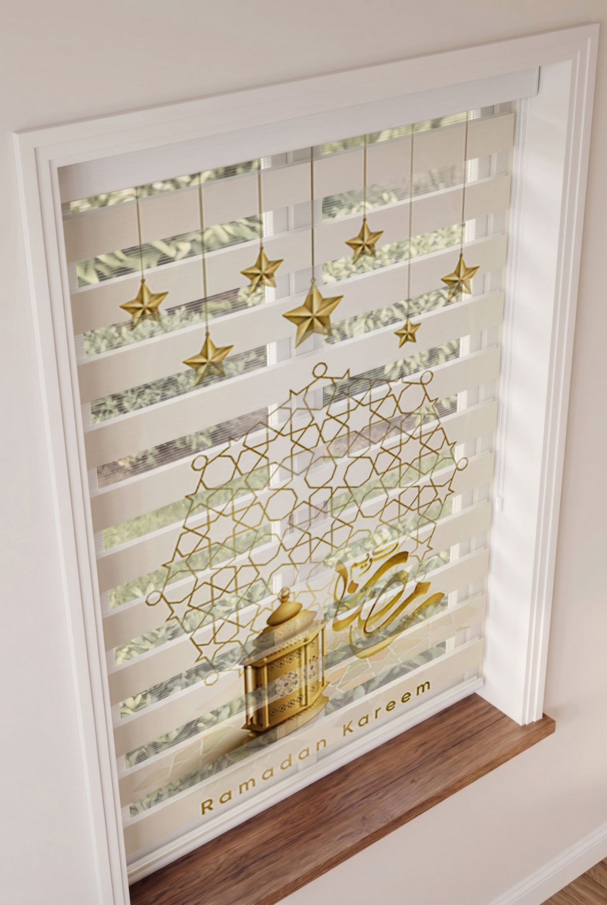 Altın Yıldızlar Geometrik Süsleme Fener Zebra Stor Perde – ürün görseli 2