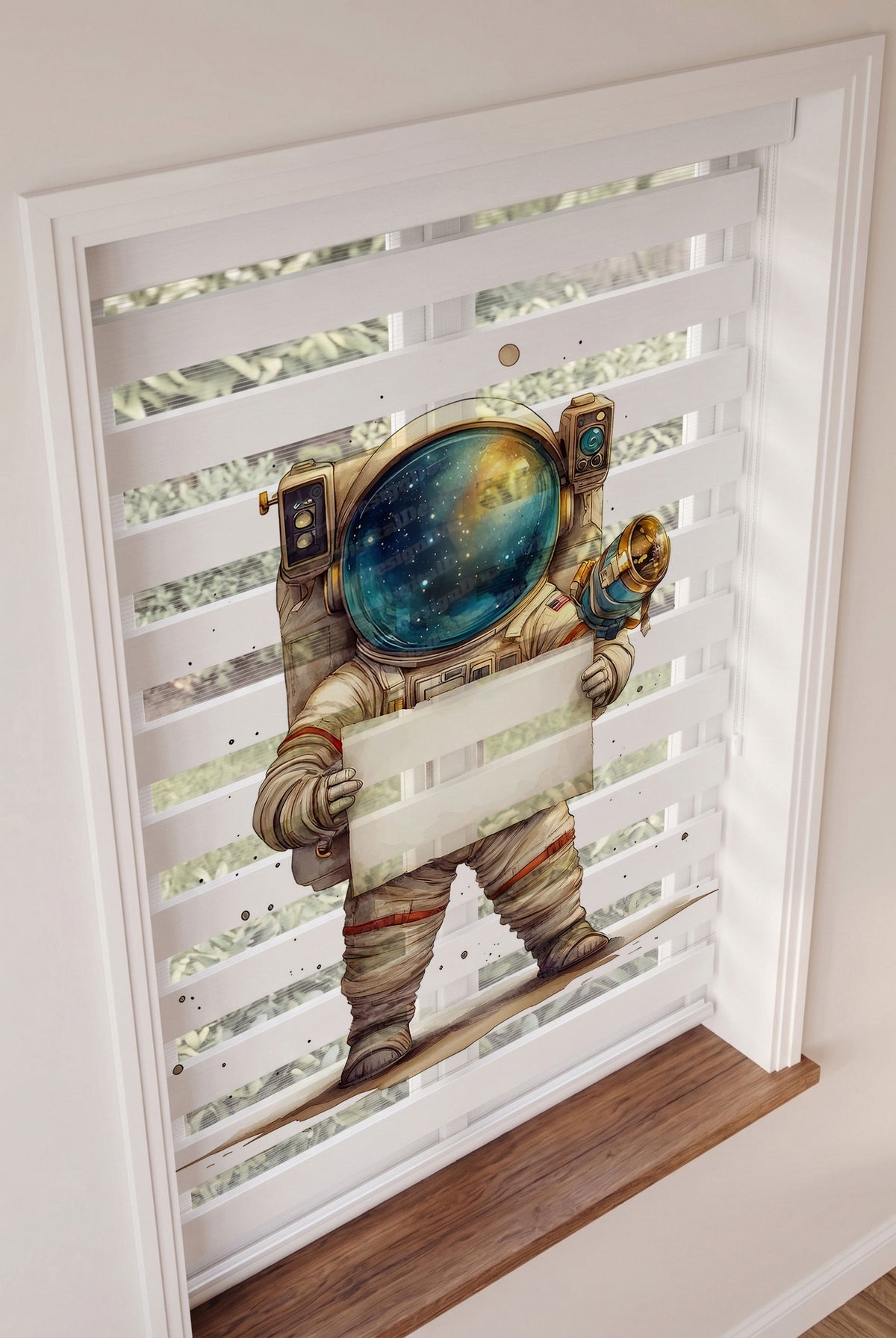 Bej Uzay Giysili Astronot Galaksi Miğferi Zebra Stor Perde – ürün görseli 3