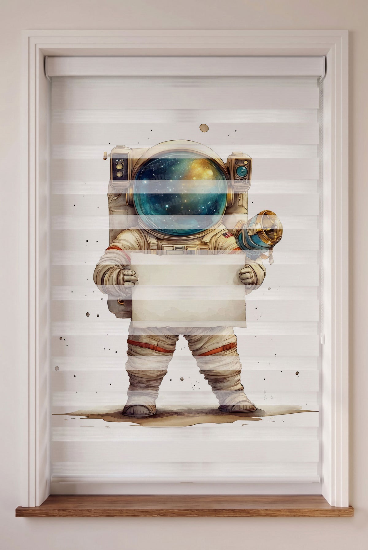 Bej Uzay Giysili Astronot Galaksi Miğferi Zebra Stor Perde – ürün görseli 6