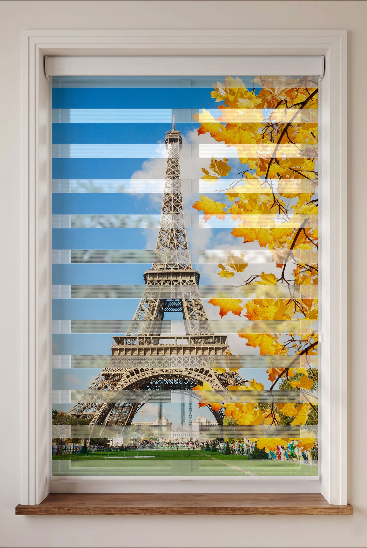Sonbaharda Eyfel Kulesi Manzaralı Salon Zebra Stor Perde – ürün görseli 3