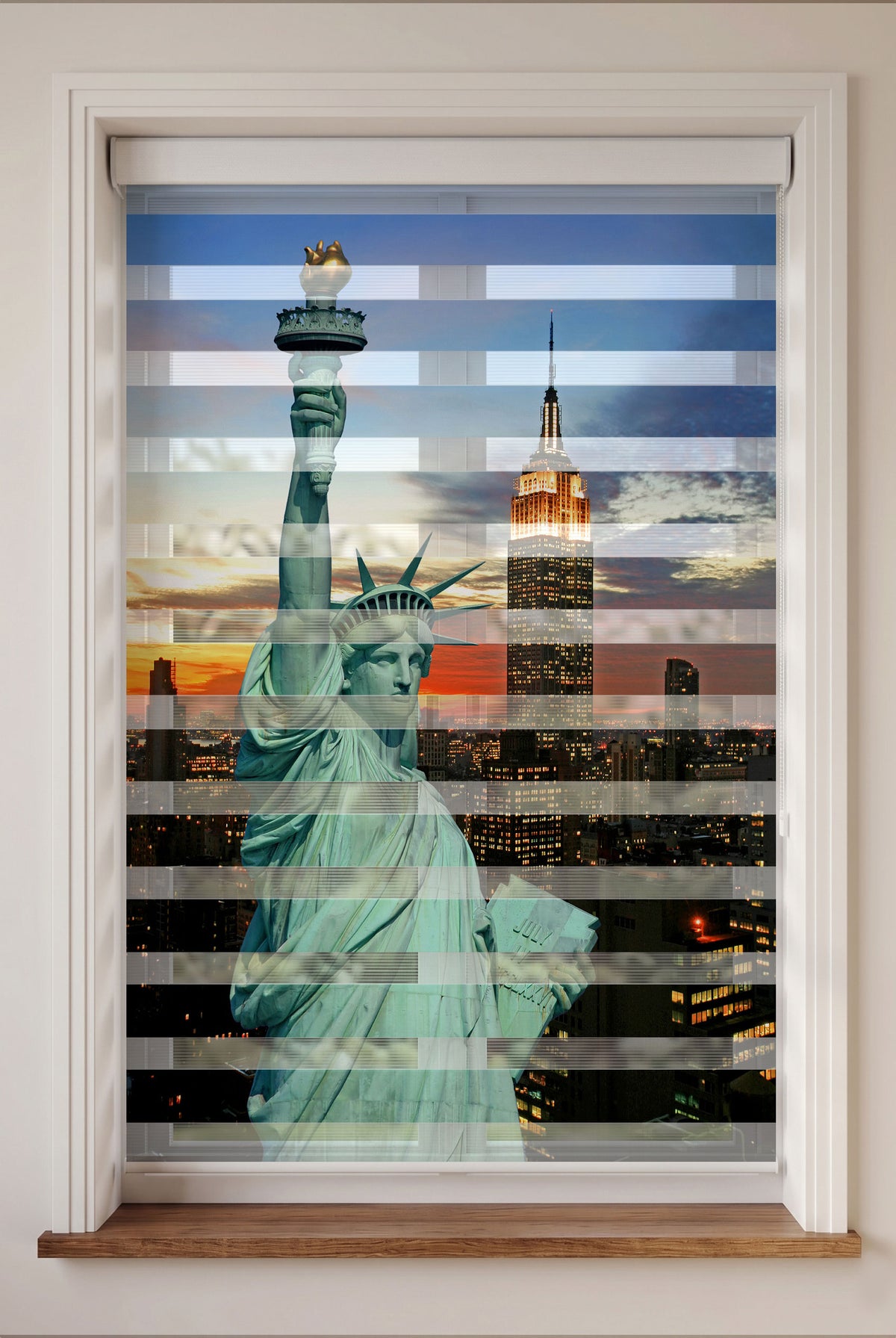 New York Özgürlük Heykeli ve Gökdelen Zebra Stor Perde – ürün görseli 3