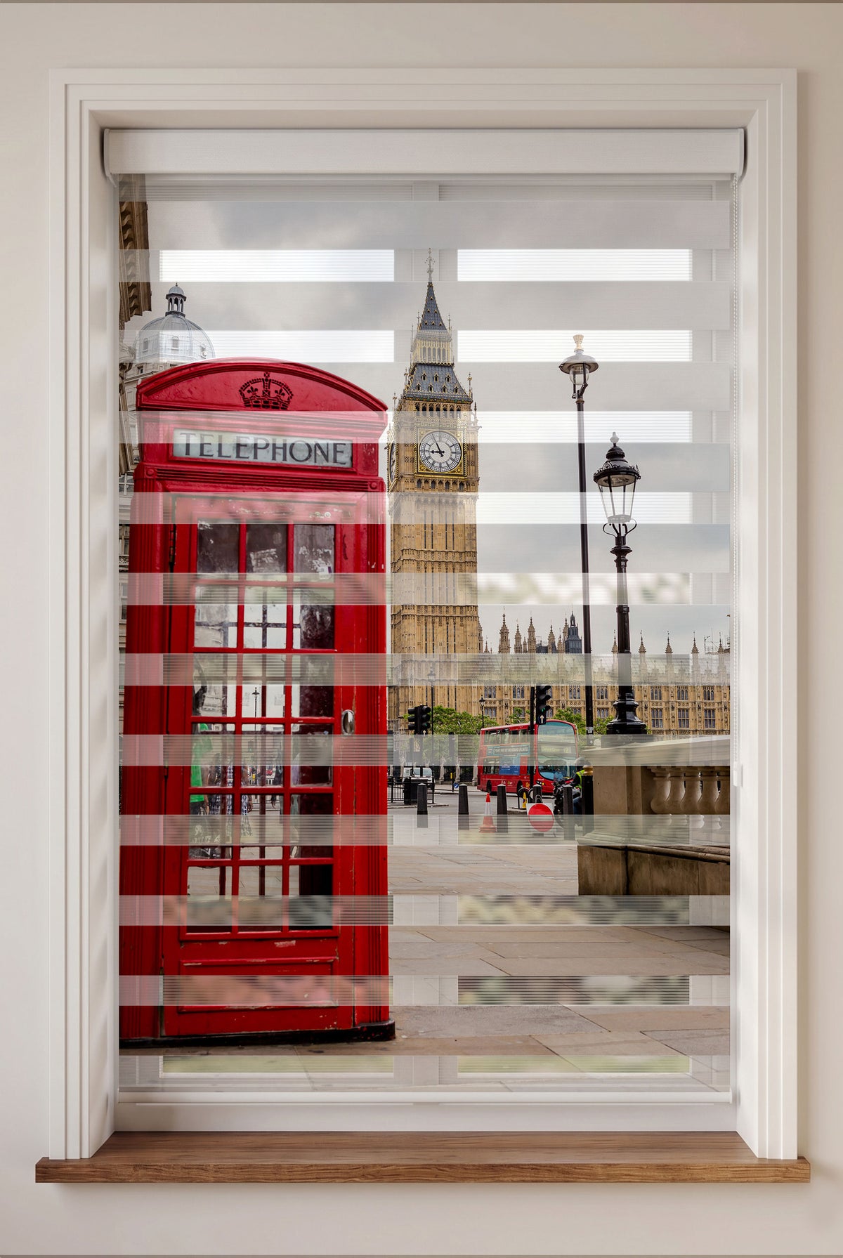Londra Kırmızı Telefon Kulübesi Manzaralı Zebra Stor Perde – ürün görseli 3