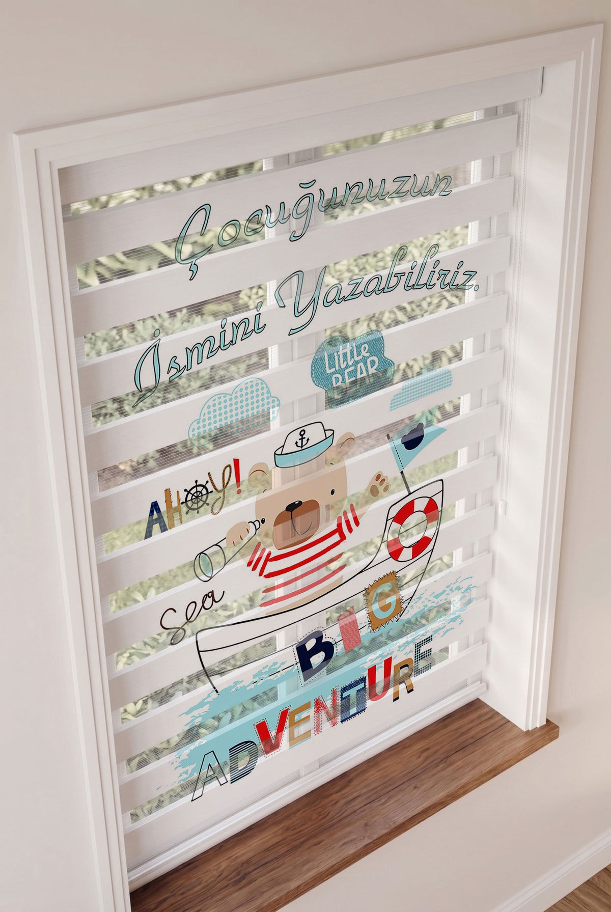 Denizci Çocuk İsimli Bebek Odası Zebra Stor Perde – ürün görseli 2