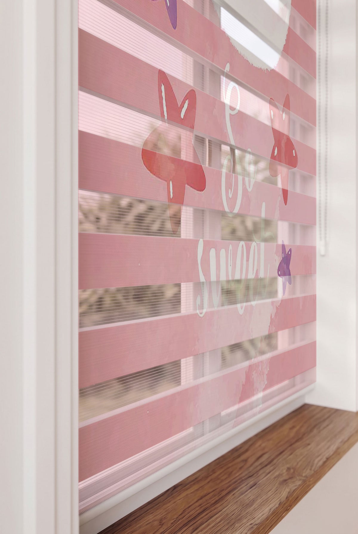 Uyuyan Ay ve Pembe Yıldızlar Bebek Odası Zebra Stor Perde – ürün görseli 4