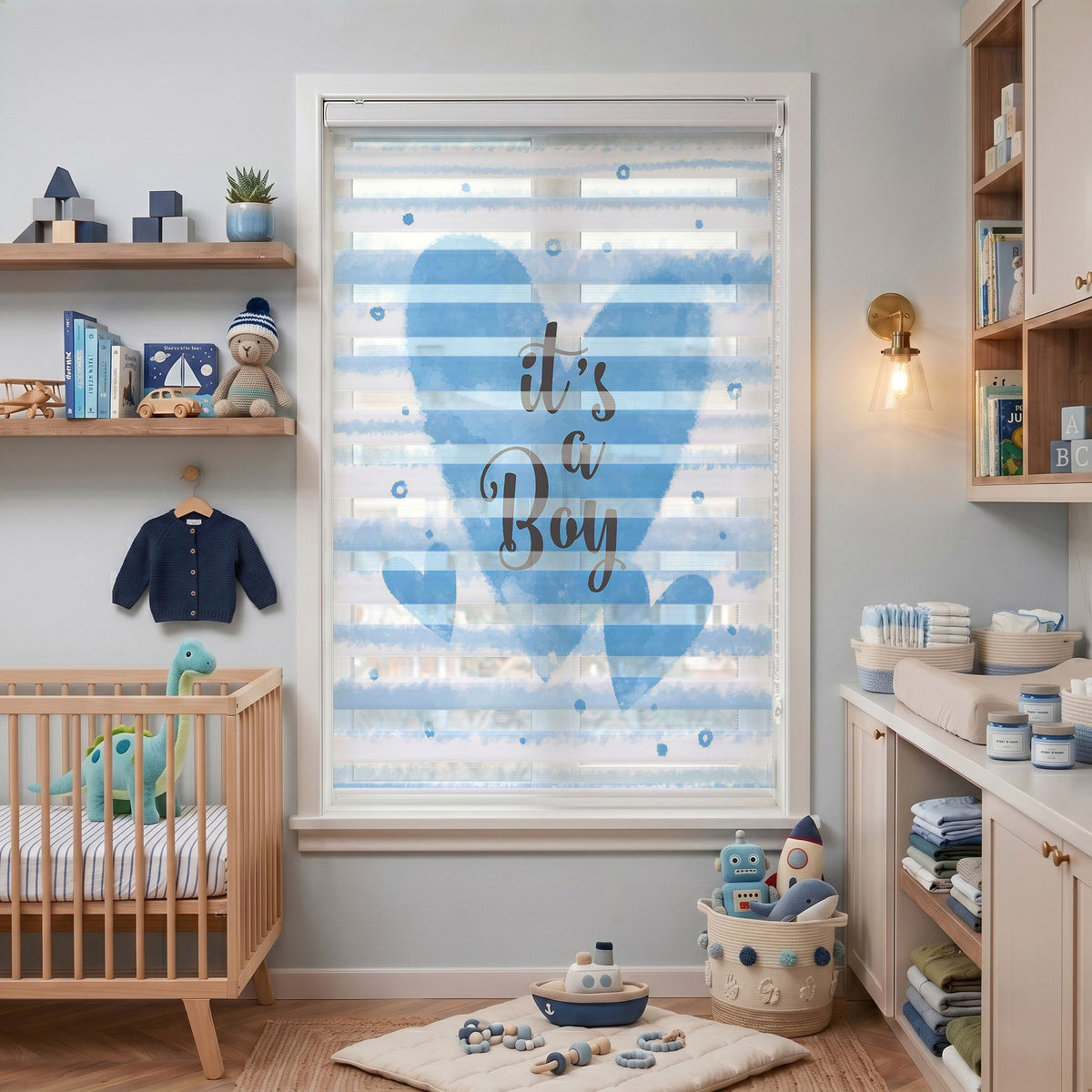 Kalp Erkek Bebek Odası Zebra Stor Perde