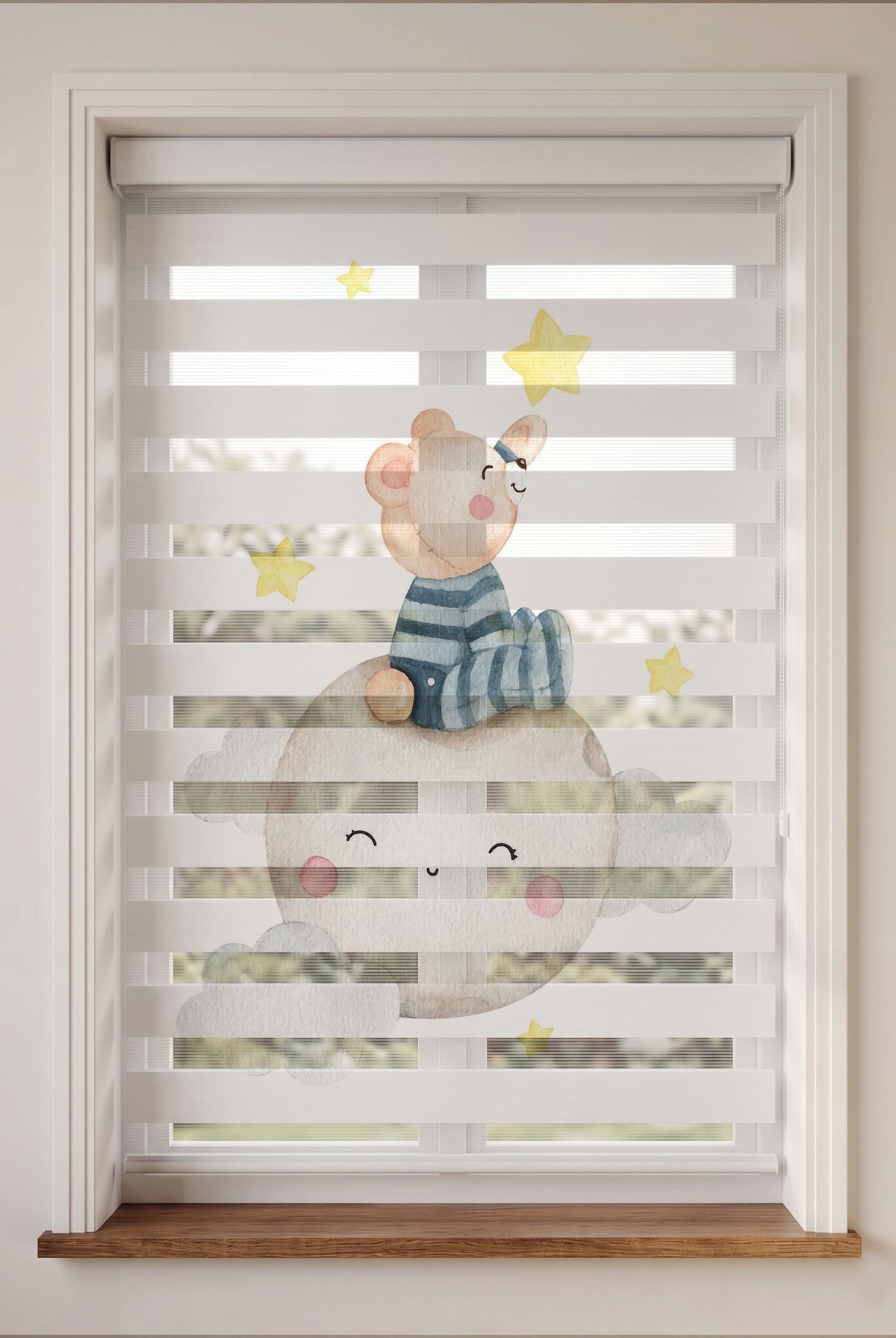 Gezegende Ayıcık ve Yıldızlar Bebek Odası Zebra Stor Perde – ürün görseli 3