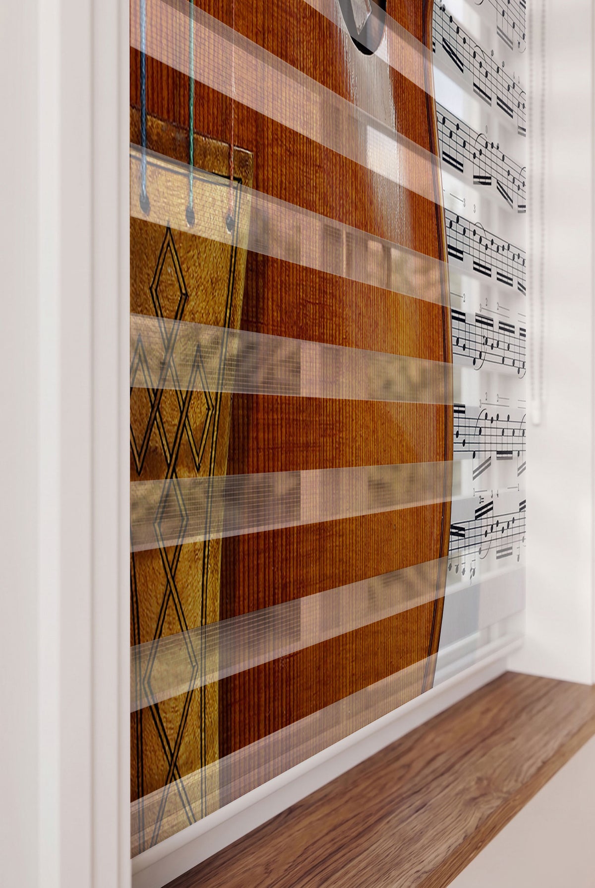 Keman Detayı ve Müzik Notaları Salon Zebra Stor Perde – ürün görseli 4