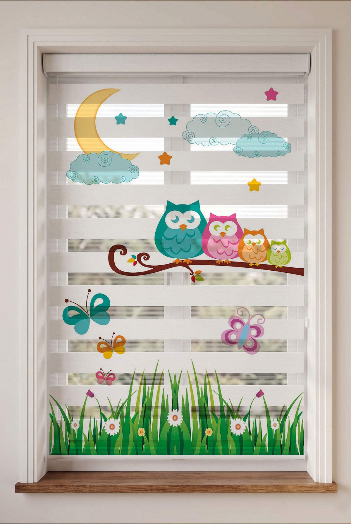 Baykuşlar ve Ay Bebek Odası Zebra Stor Perde – ürün görseli 3