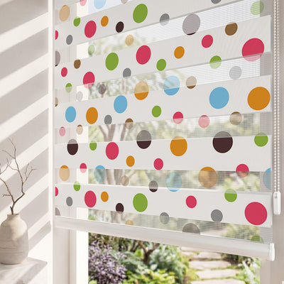 Renkli Puantiyeler Salon Zebra Stor Perde