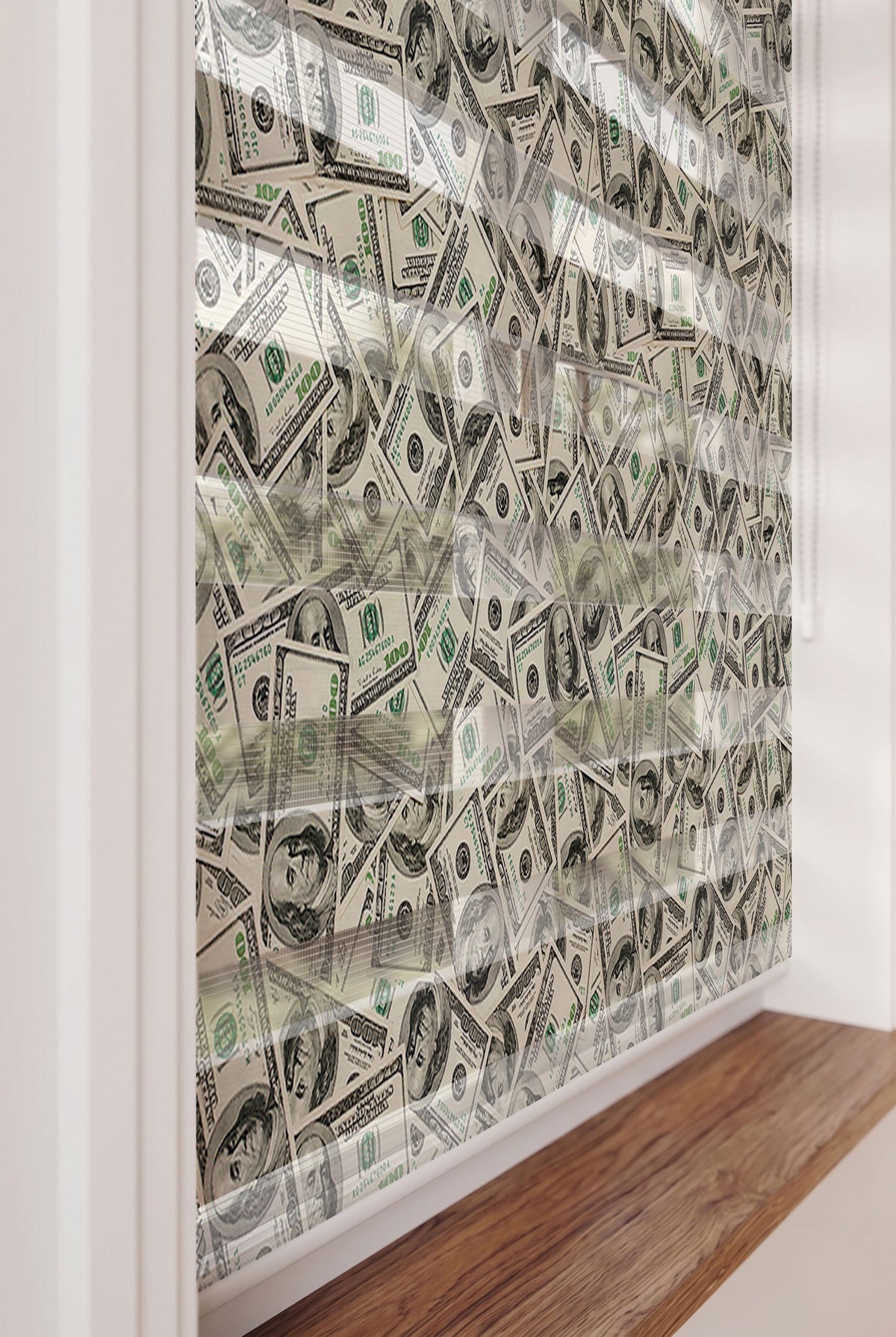 Yeşil Dolar Banknotları Yığını Deseni Ofis Zebra Stor Perde – ürün görseli 5