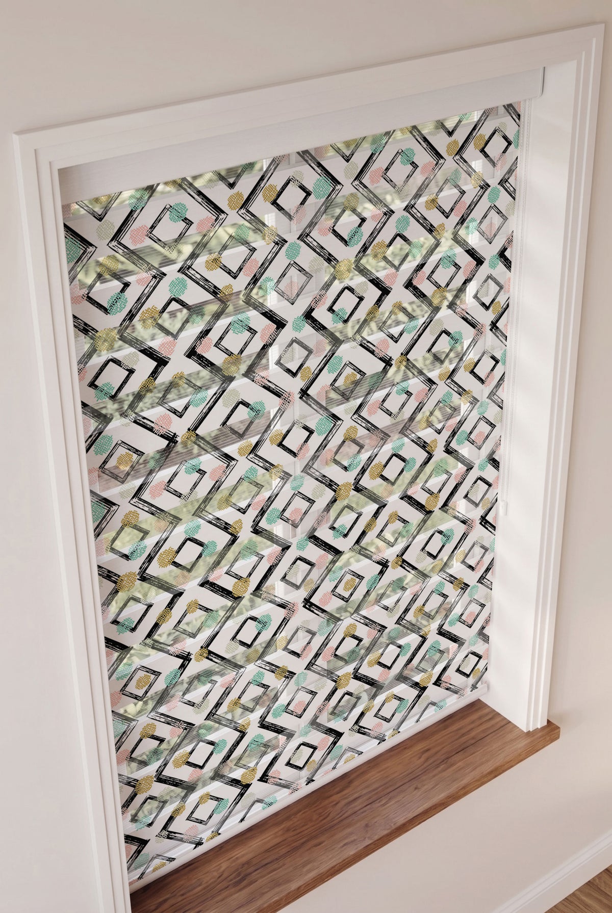 Fırça Darbeli Geometrik Şekiller Genç Odası Zebra Stor Perde – ürün görseli 3